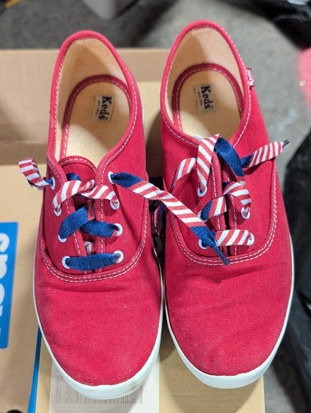 Keds Champion Red Canvas Sneakers with USA Laces